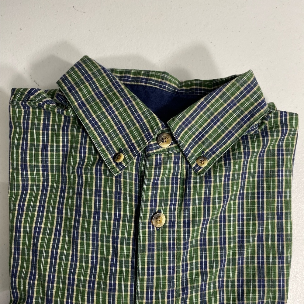 CC SCHMIDT Green and Blue Plaid Men's Shirt Size L CB-114